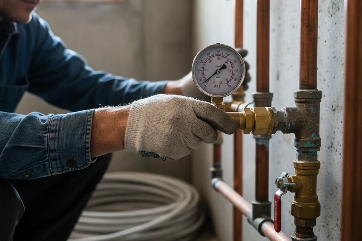 Pressure testing a repaired line during Water Line Repair in Marcola